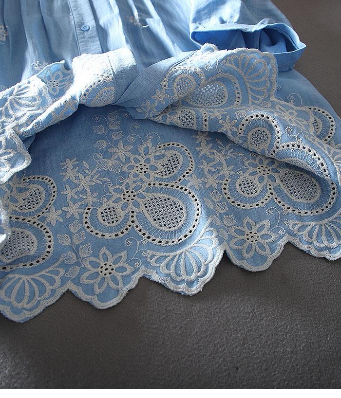 Pure Cotton Shirt with Elegance Embroderied