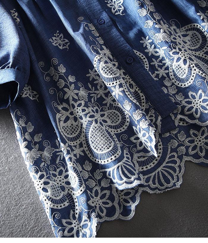 Pure Cotton Shirt with Elegance Embroderied