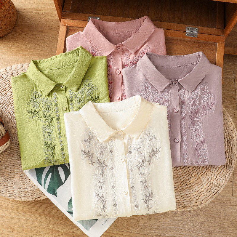 Pure Cotton Shirt With Elegance Embroidered