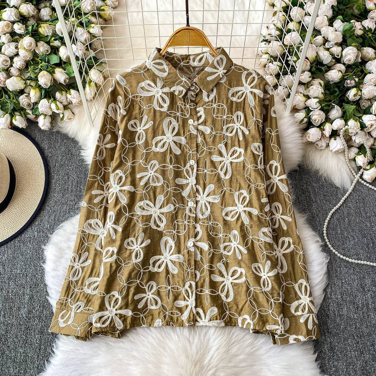 Stylish Cotton Shirt with All-Over Embroidery