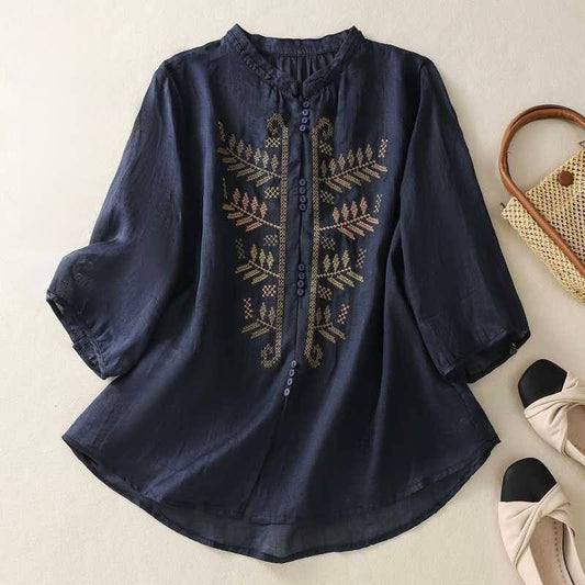 Vintage Charm Embroidered Shirt