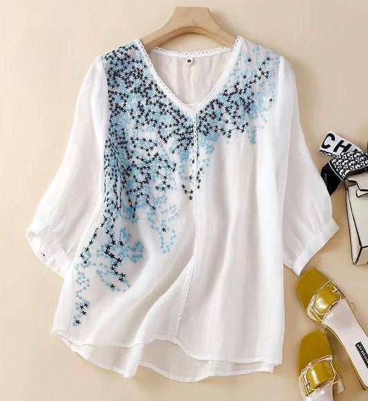 BloomWeave  Pure Cotton With Elegance Embroidered Top