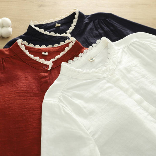 Pure Cotton  Shirt With Beautiful Lace Work