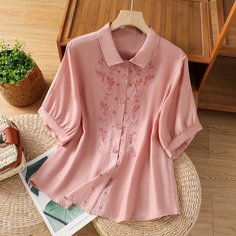 Pure Cotton Shirt With Elegance Embroidered