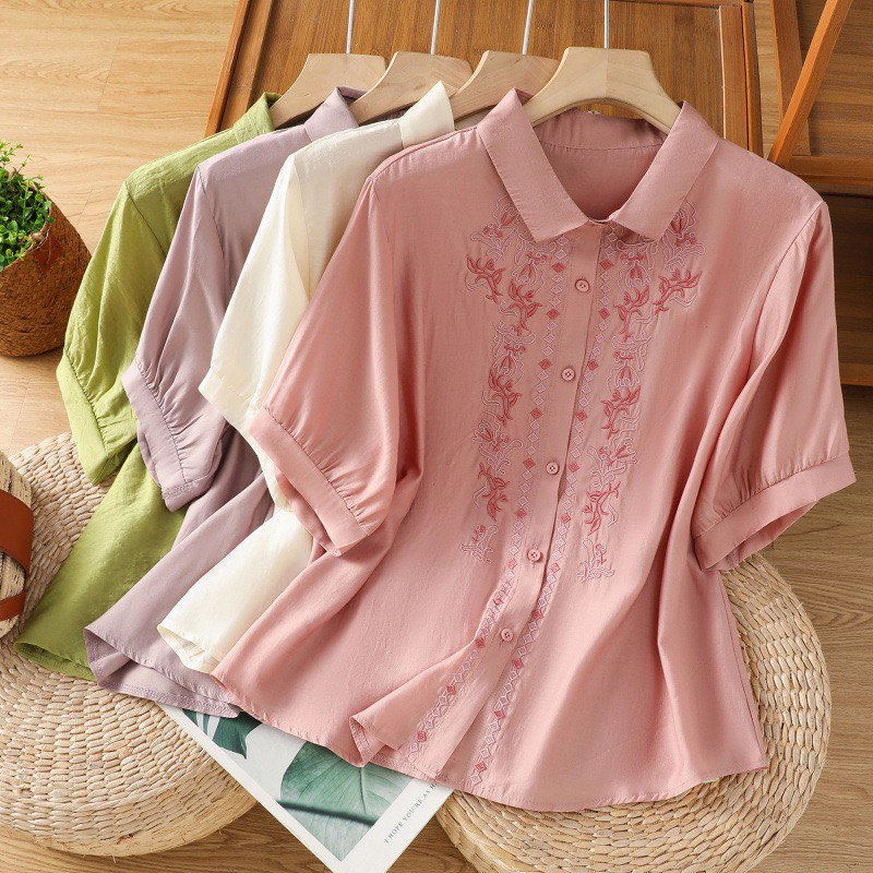 Pure Cotton Shirt With Elegance Embroidered