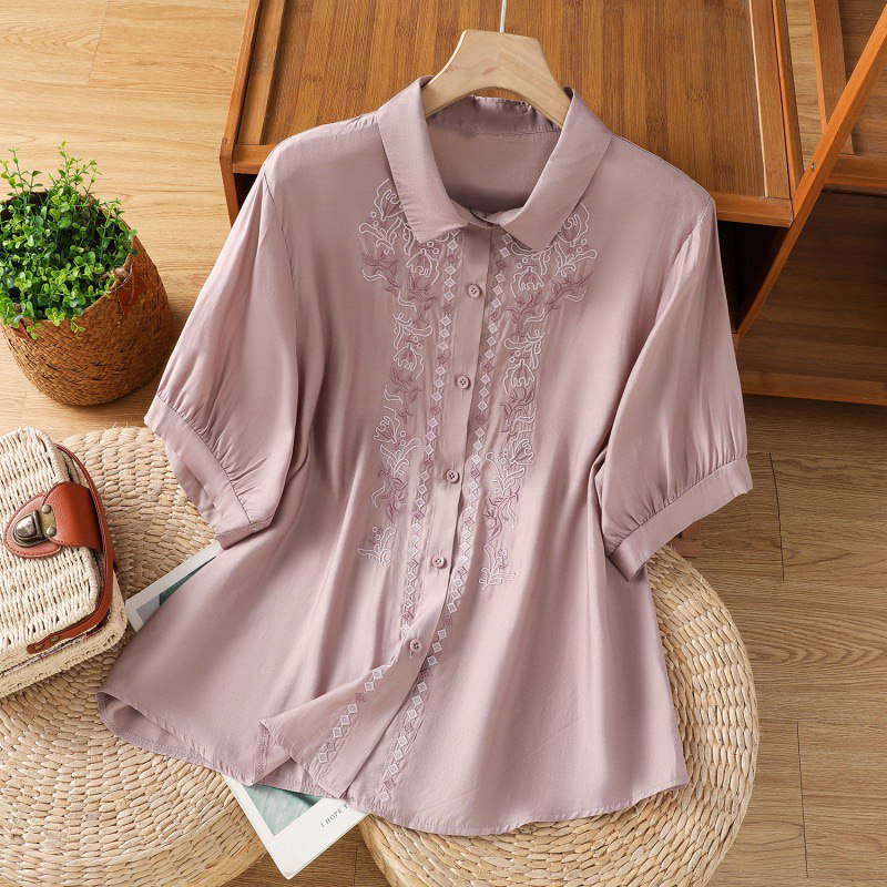 Pure Cotton Shirt With Elegance Embroidered
