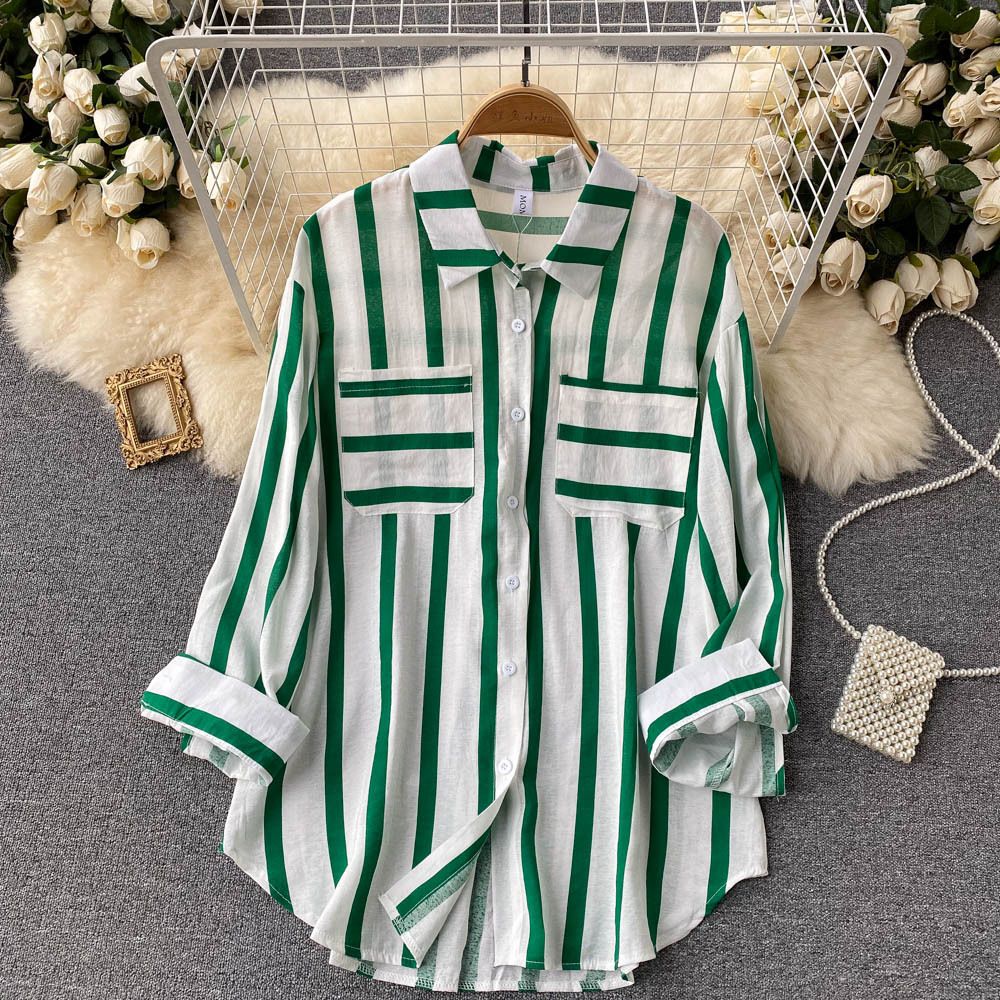 Cotton Comfort fit Double Pocket Mel Striped Shirt