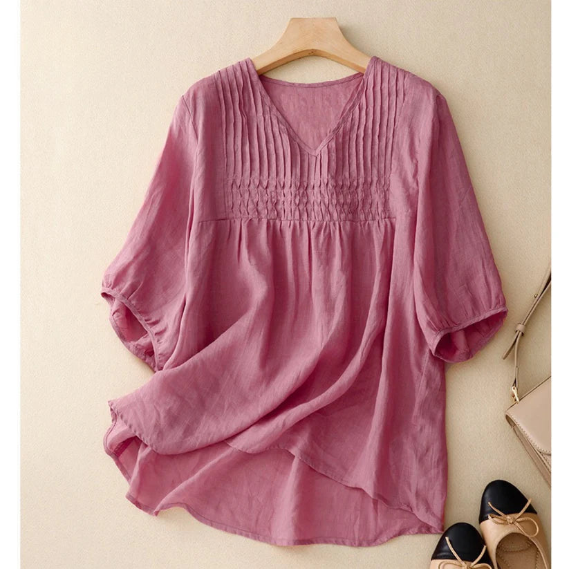 Pure Linen Cotton Pleated Western tunic