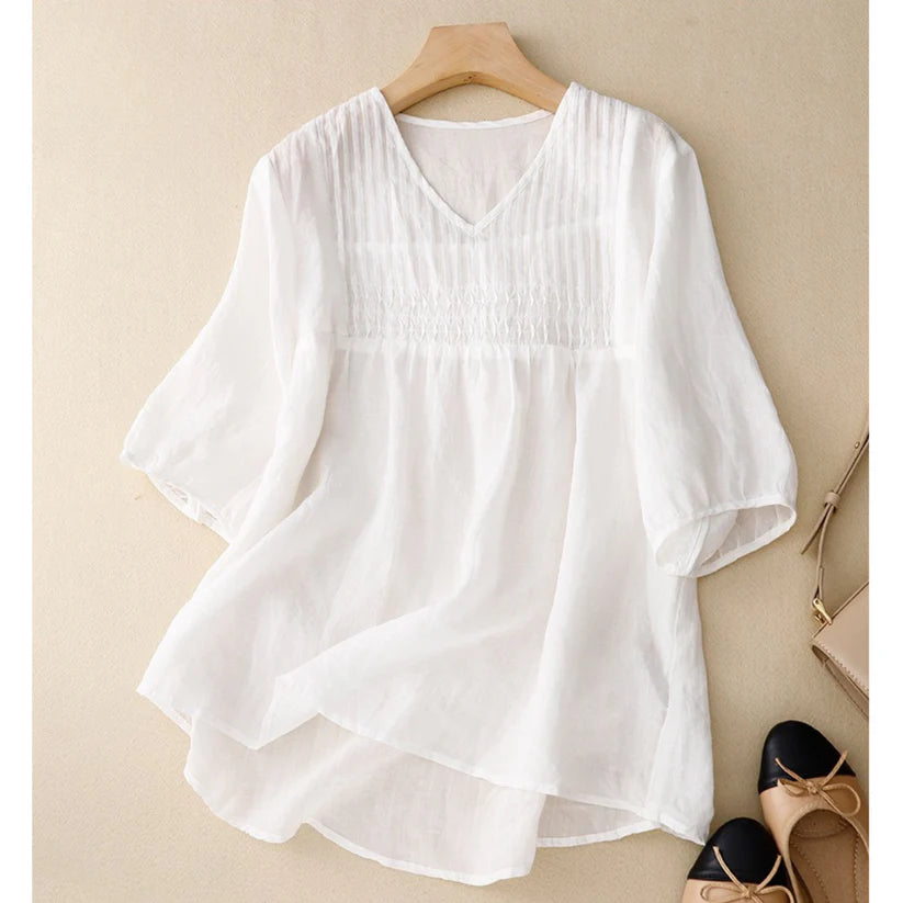 Pure Linen Cotton Pleated Western tunic