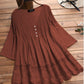 Vintage Style V-neck Button Down Pleated Top