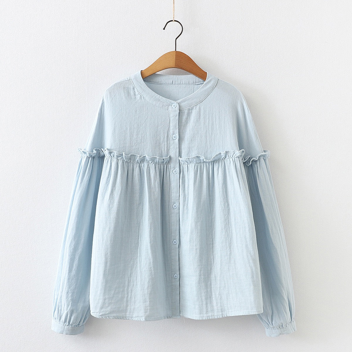 Pure Cotton Ruffle Shirt Top