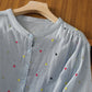 Pure Cotton Casual Shirt With Colorful Embroidered Butties