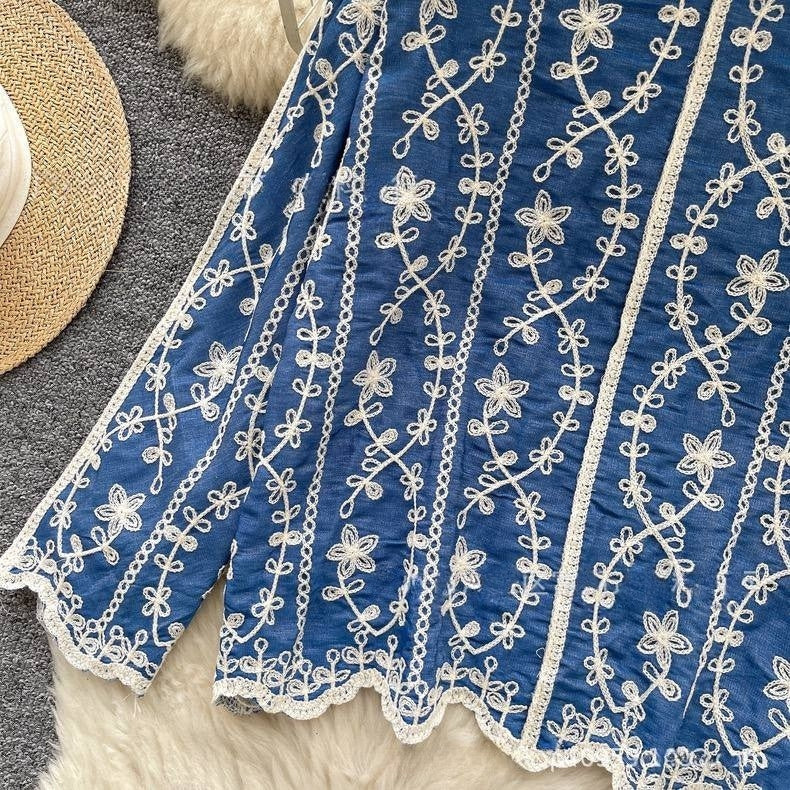 Spring Full Sleeve Polo Collar Casual Blouses Women Embroidery Shirt