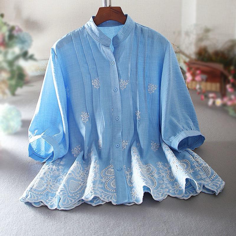 Embroidered Crape Strings Blouse main image 1