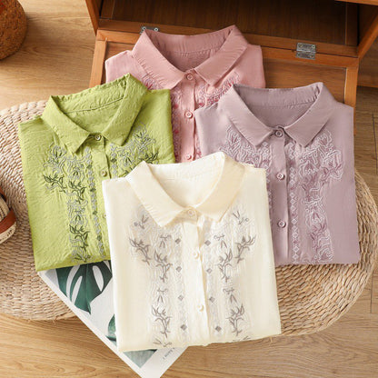 Pure Cotton Shirt With Elegance Embroidered