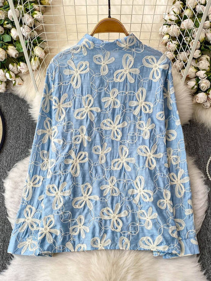 Stylish Cotton Shirt with All-Over Embroidery