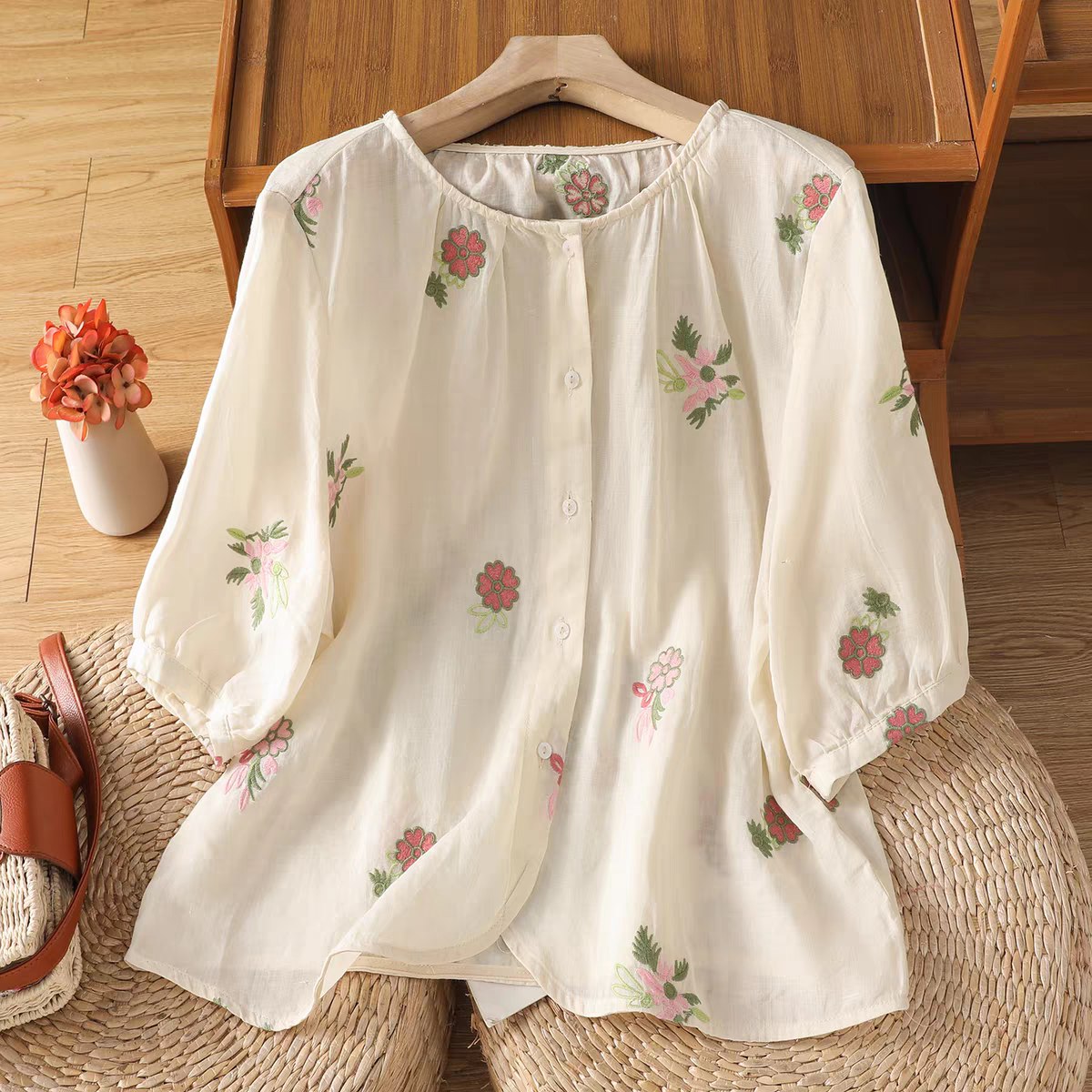 Petal Grace Embroidered Shirt