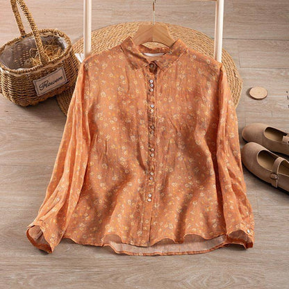 Floral Vintage-Inspired Pure Cotton Printed Shirt