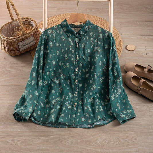 Floral Vintage-Inspired Pure Cotton Printed Shirt