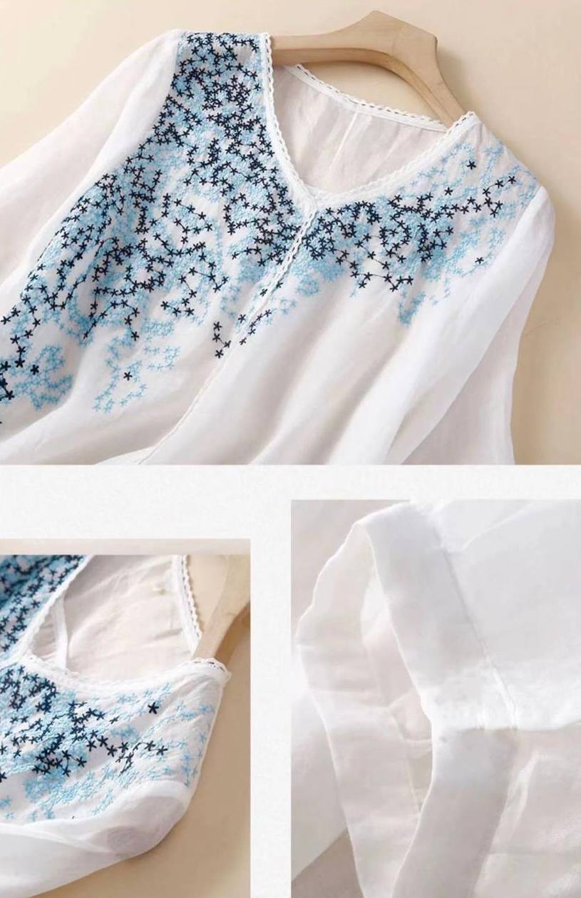 BloomWeave  Pure Cotton With Elegance Embroidered Top
