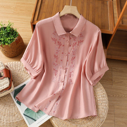 Pure Cotton Shirt With Elegance Embroidered