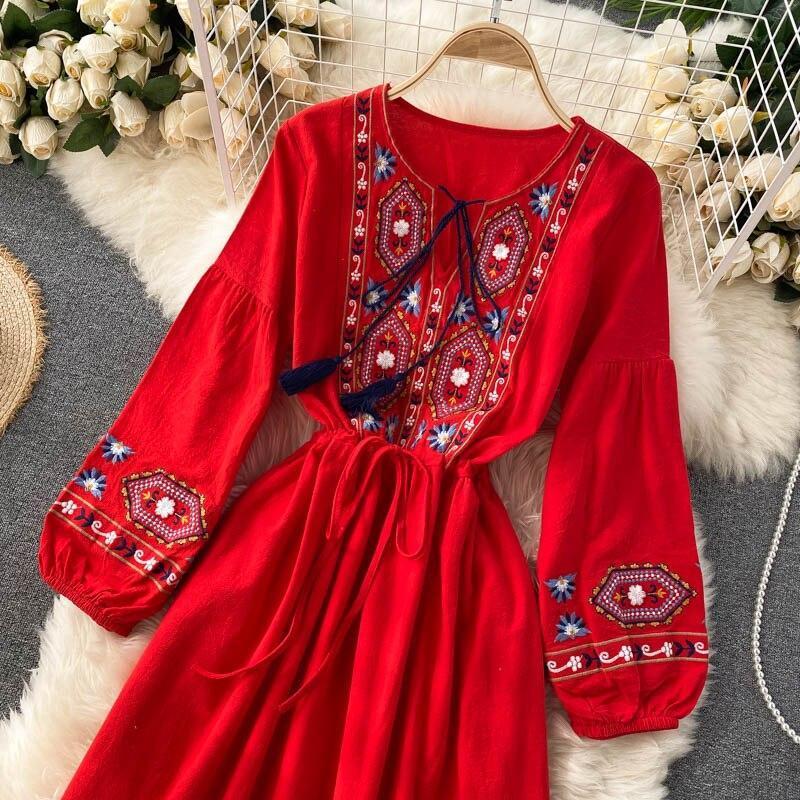 Rayon Embriodered Western Boho Long Maxi Dress