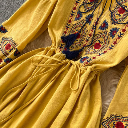 Rayon Embriodered Western Boho Long Maxi Dress