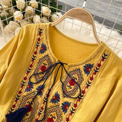 Rayon Embriodered Western Boho Long Maxi Dress