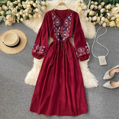Rayon Embriodered Western Boho Long Maxi Dress