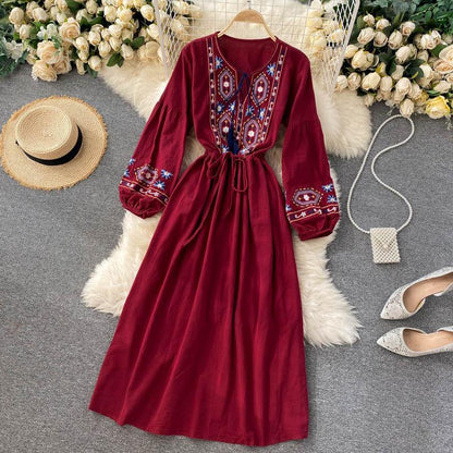 Rayon Embriodered Western Boho Long Maxi Dress