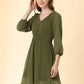 Gorgeous Green Fit & Flare V-Neck Georgette Dress