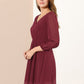 Maroon Fit & Flare V-Neck Georgette Dress