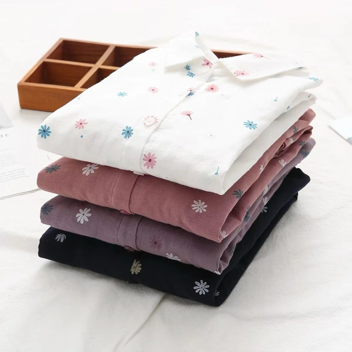 Flower Printed Long Sleeves Cotton Comfort Shirt